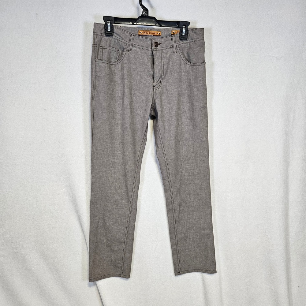 Enzo Tovare Mens Slim‎ Fit Casual Pants Tan Heathered Stretch Size 30x30